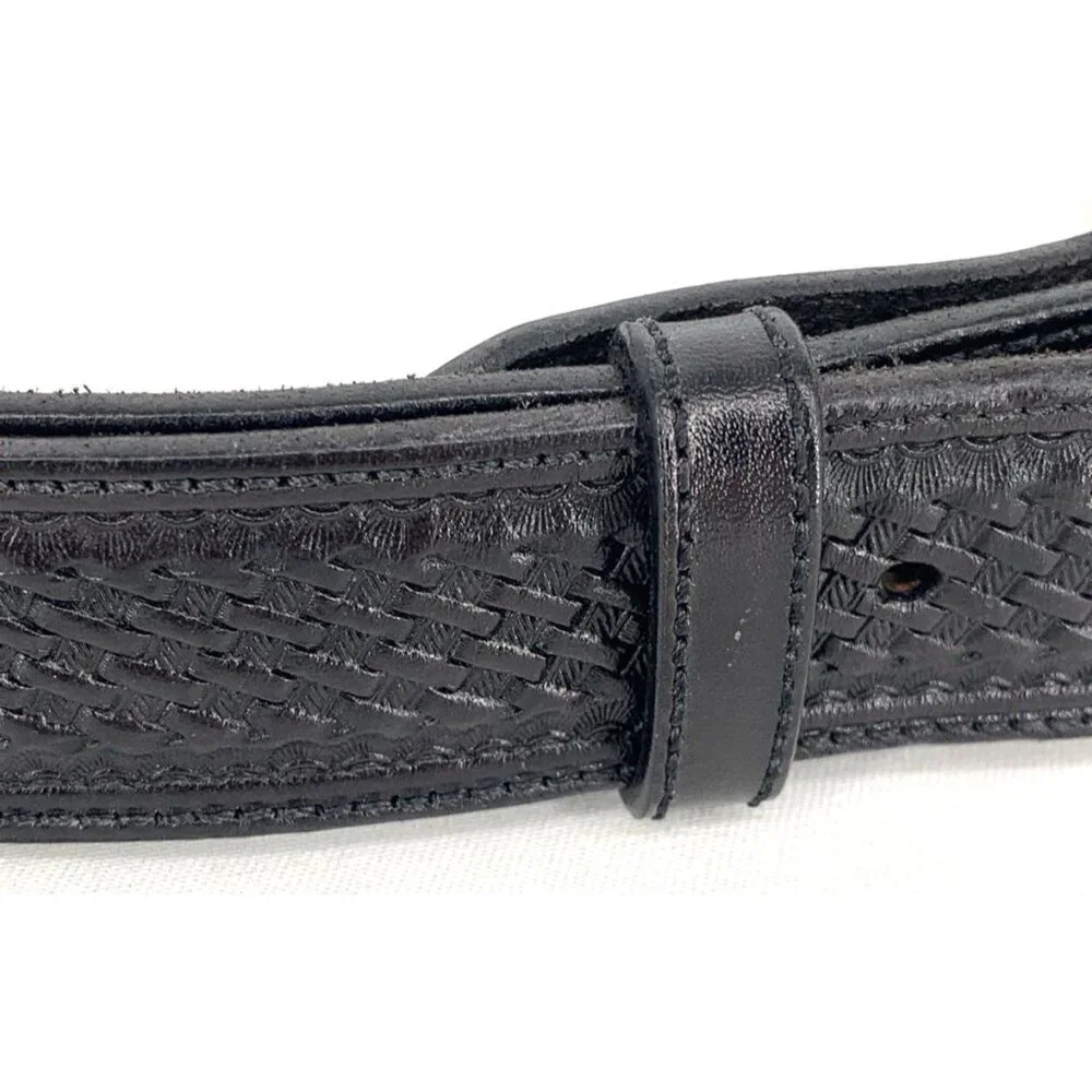 Men's Belt Sz 40 Brown Leather Embossed Gold Tone Hardware USA